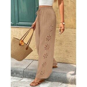 Frenchy Women's Vacation Casual Solid Hollow Out Pants Winter Casual Sprin